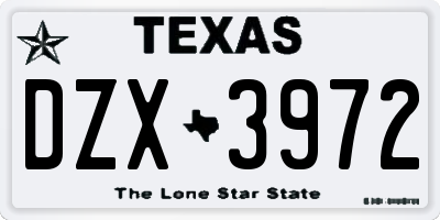TX license plate DZX3972