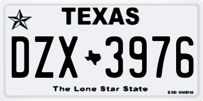 TX license plate DZX3976