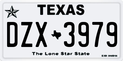 TX license plate DZX3979