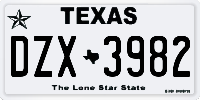 TX license plate DZX3982