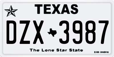 TX license plate DZX3987