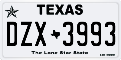 TX license plate DZX3993