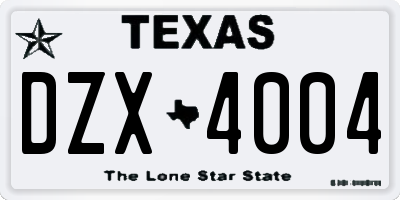 TX license plate DZX4004