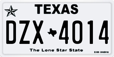 TX license plate DZX4014