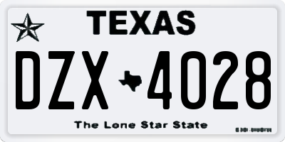 TX license plate DZX4028