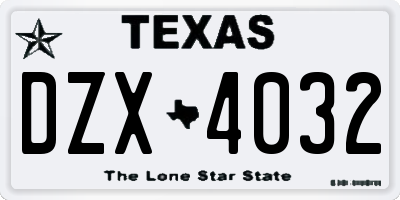 TX license plate DZX4032