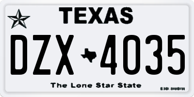 TX license plate DZX4035