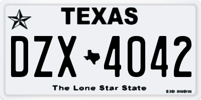 TX license plate DZX4042
