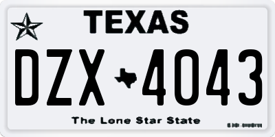 TX license plate DZX4043