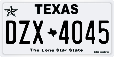 TX license plate DZX4045