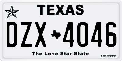 TX license plate DZX4046