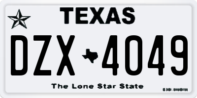 TX license plate DZX4049