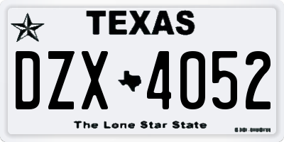 TX license plate DZX4052
