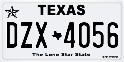 TX license plate DZX4056