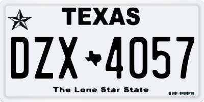 TX license plate DZX4057