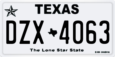 TX license plate DZX4063