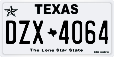 TX license plate DZX4064