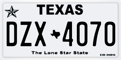 TX license plate DZX4070