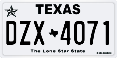 TX license plate DZX4071