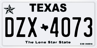 TX license plate DZX4073