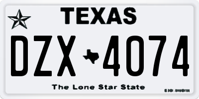 TX license plate DZX4074