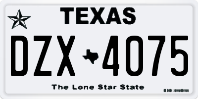 TX license plate DZX4075