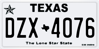 TX license plate DZX4076