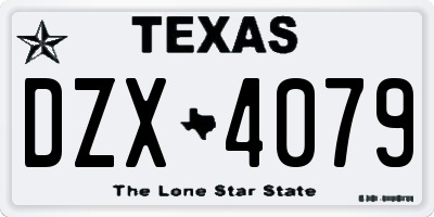 TX license plate DZX4079