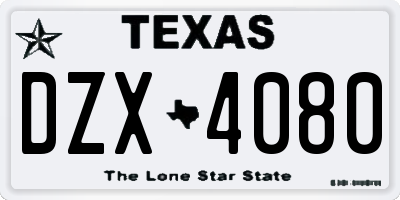 TX license plate DZX4080