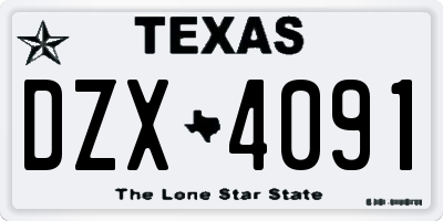 TX license plate DZX4091