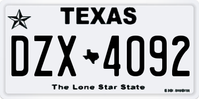 TX license plate DZX4092