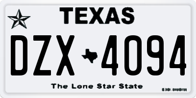 TX license plate DZX4094