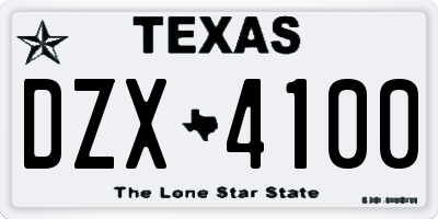 TX license plate DZX4100