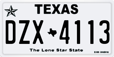 TX license plate DZX4113