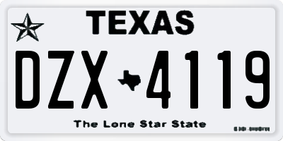 TX license plate DZX4119