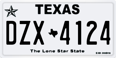 TX license plate DZX4124
