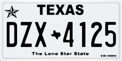TX license plate DZX4125