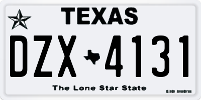TX license plate DZX4131