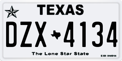 TX license plate DZX4134