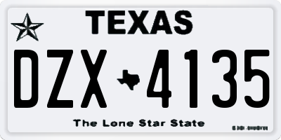 TX license plate DZX4135