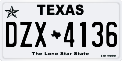 TX license plate DZX4136