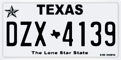 TX license plate DZX4139