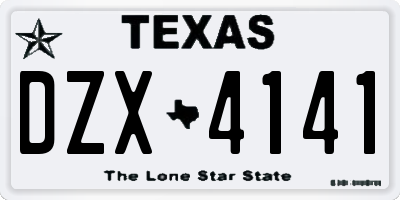 TX license plate DZX4141