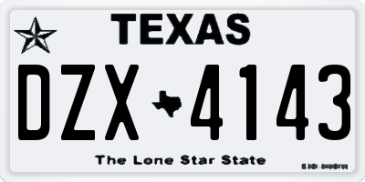 TX license plate DZX4143