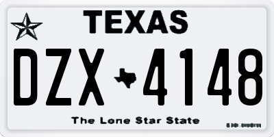 TX license plate DZX4148