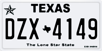 TX license plate DZX4149