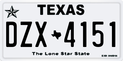 TX license plate DZX4151