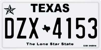 TX license plate DZX4153