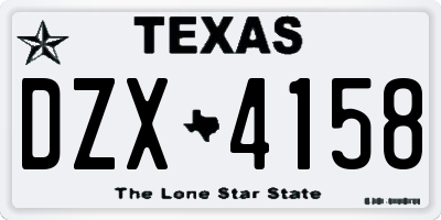 TX license plate DZX4158