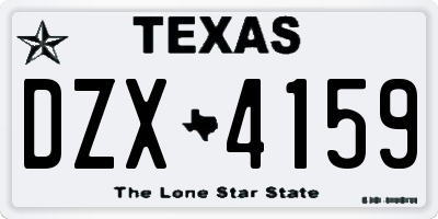 TX license plate DZX4159